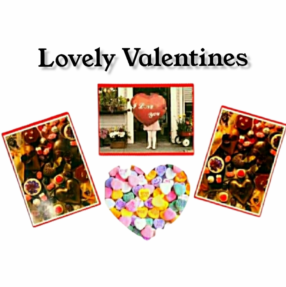 Love and Candy Valentine Cards 4 Card Set of Vintage Styled Valentines - Picture 3 of 11